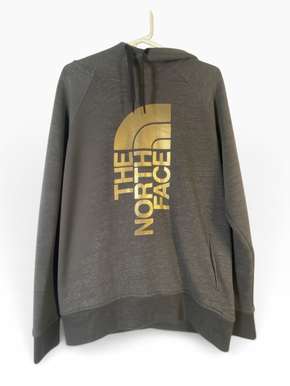 The North Face Gray Hoodie with Gold Logo